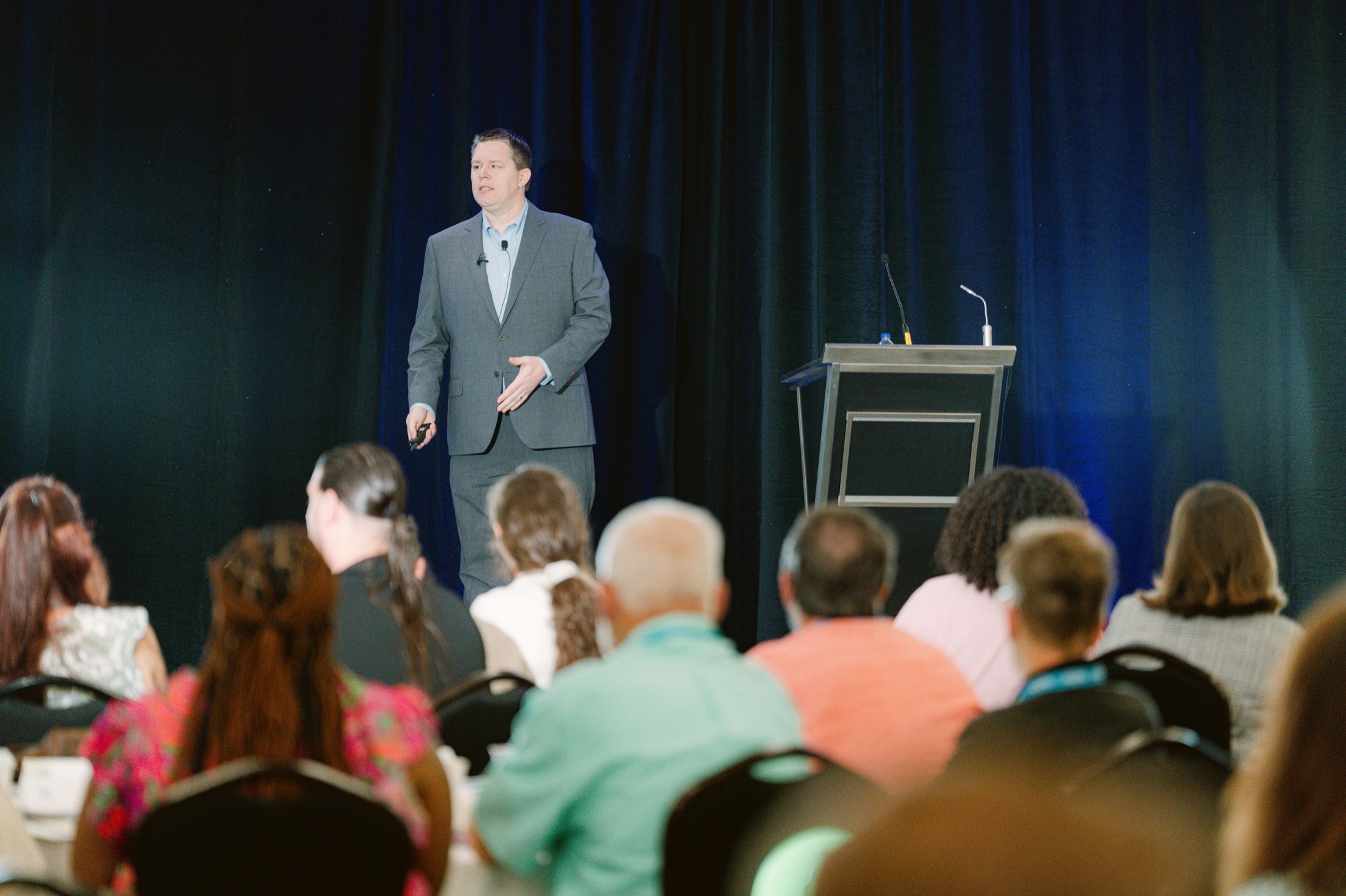 Wide view of Stuart Butler delivering a keynote